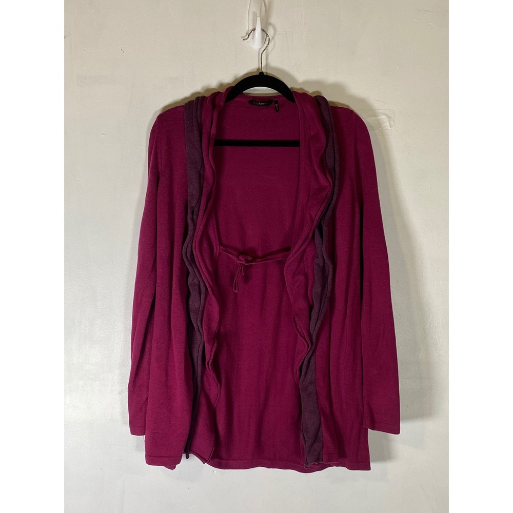Pink Purple Ruffle Front Tie Cardigan Long Sleeve Cottagecore Boho M Coquette